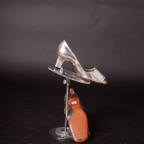 1960s Sliver Faux Skin Mod Pumps Heels Shoes - Picture 7 of 16